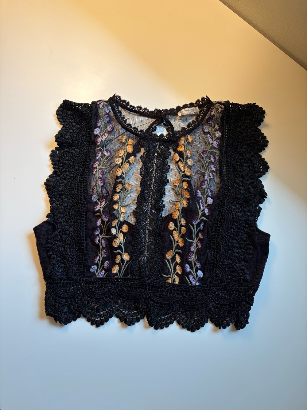 Free People Black Lace Crop Top